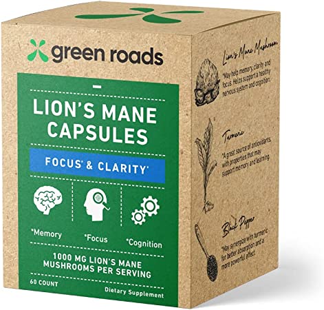 Green Roads Lion's Mane Mushroom Capsules, Nootropics for Focus & Clarity
