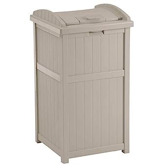 Suncast 30-33 Gallon Deck Patio Resin Garbage Trash Can Hideaway, Taupe (4 Pack)