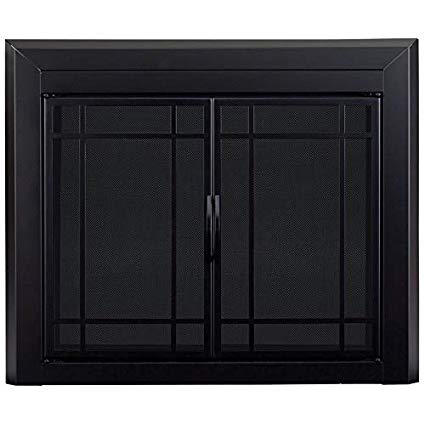 Pleasant Hearth EA-5011 Easton Fireplace Glass Door, Midnight Black, Medium