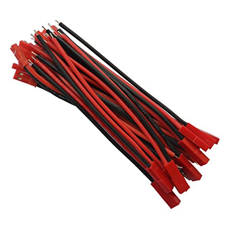 VIMVIP 100mm 2 Pin Silica Silicone JST Connector Plug Lead Wire for Rc Lipo Battery Discharge Esc Bec Board Line Male & Female Pack of 20pcs，Resistance High Temperature and High Pressure 200C 600V