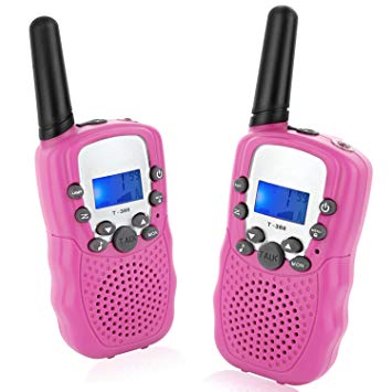 Topsung T388 Family Walkie Talkies, Easy to Use 22 Channels Long Range with Flashlight Birthday Gifts Friendly Toys Walky Talky for Girls Woman Wedding Party (Pink 2 Pack)