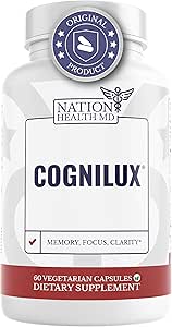 Cognilux - Brain Supplements for Memory and Focus - Nootropic Focus Supplement with Niacin, Vitamin B6, GABA and More - Memory Supplement for Brain, Brain Health, 60 Capsules