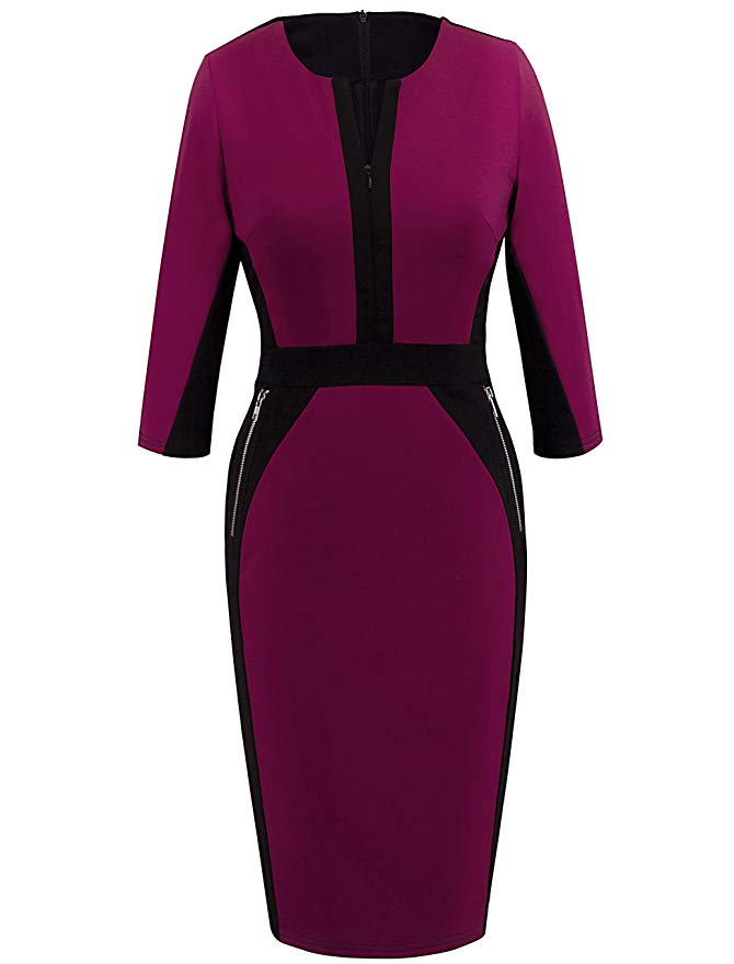 HOMEYEE Women's Stretch Tunic Pencil Sheath Dress U837