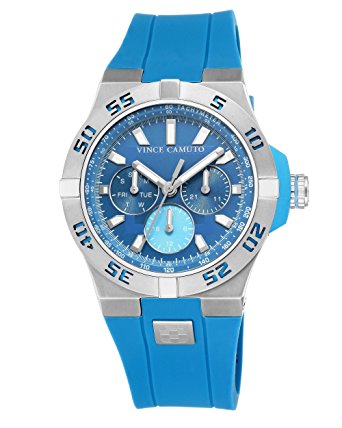 Vince Camuto Men's VC/1010LBSV The Master Multi-Function Dial Blue Silicone Strap Watch
