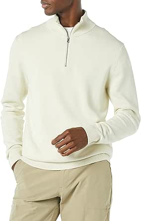 Amazon Essentials Men's 100% Cotton Quarter-Zip Sweater