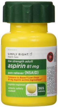 Low Dose Aspirin 81mg Regimen 2 Bottles of 365 Enteric Coated Tablets Total of 730 Tablets