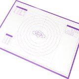 BakeitFun Large Silicone Pastry Mat With Measurements 26 x 18 Inches Full Sticks To Countertop For Rolling Dough Conversion Information Included Perfect Fondant Surface Purple