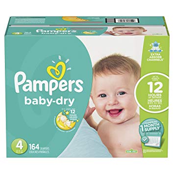 Pampers Baby-Dry Disposable Diapers Size 4, 164 Count, ONE MONTH SUPPLY