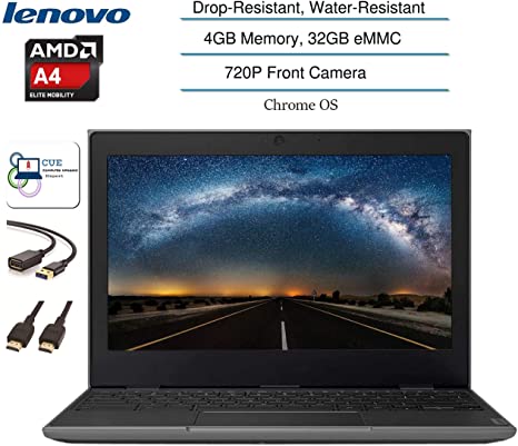 2020 Lenovo 100E 2nd Gen Chromebook 11.6" Laptop Computer for Business and Student, 11.6" HD (1366 X 768) LCD, AMD Dual Core A4-9120c, 4GB RAM, 32GB eMMC, Chrome OS w/ CUE Accessories