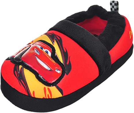 Disney Cars Lightning McQueen Toddler Boys Plush Aline Slippers (Red