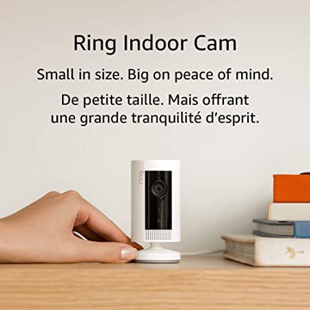 Ring Indoor Cam, Compact Plug-In HD security camera with two-way talk, White, Works with Alexa – 4-Pack