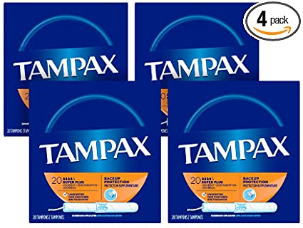 Tampax Cardboard Applicator Tampons, Super Plus Absorbency, 20 Count - Pack of 4 (80 Total Count)