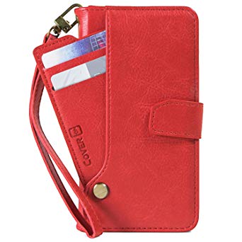 CoverON Essential Series iPhone XR Wallet Case, Vegan Leather Protective Flip Phone Cover with Credit Card Slots & Clear ID Window for Apple iPhone XR (6.1") / 10R - Red