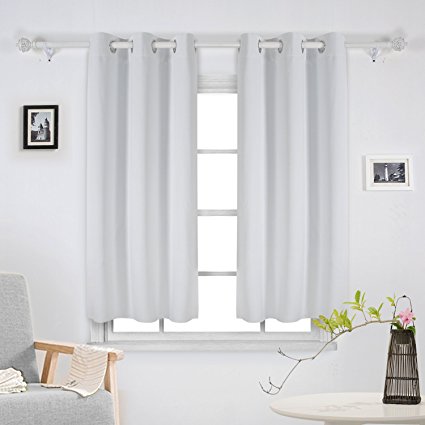 Deconovo Grommet Window Panels Thermal Insulated Curtains Room Darkening Curtain 42x54 Inch White Two Curtain Panels