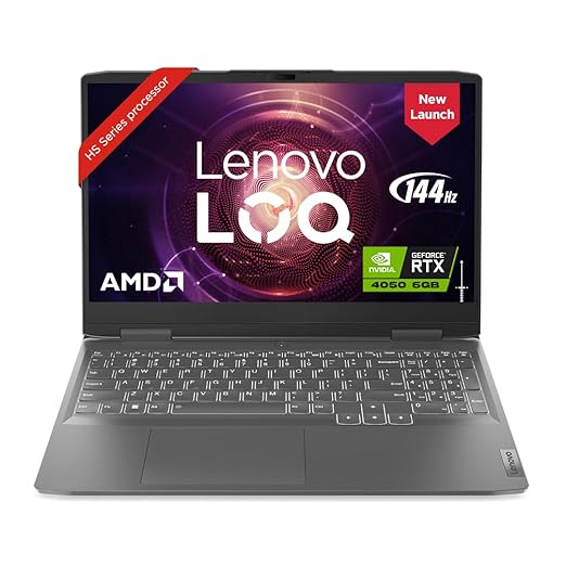 Lenovo LOQ AMD Ryzen 7 7840HS 15.6" (39.6cm) FHD IPS 144Hz 350Nits Gaming Laptop (16GB/512GB SSD/Win 11/NVDIA RTX 4050 6GB/Office 2021/3 Month Game Pass/Storm Grey/2.4Kg), 82XT004JIN