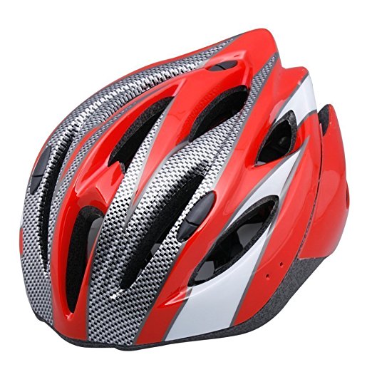 Adult Road Cycling Helmet and Mountain Bike Helmet with Visor Cycling Pc EPS Protecting Vented Design Lightweight MTB Helmet Pad Adjustable Size - Red