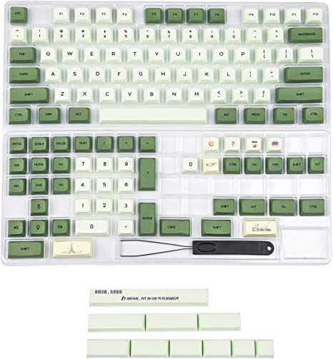 Matcha 3.0 Dye Sub ZDA PBT Keycap Similar to XDA Japanese Korean Russian for MX Split Keyboard 104 87 61 Melody 96 KBD75 ID80 GK64 Tada68（Only Keycap）(Matcha English Kit 3.0)