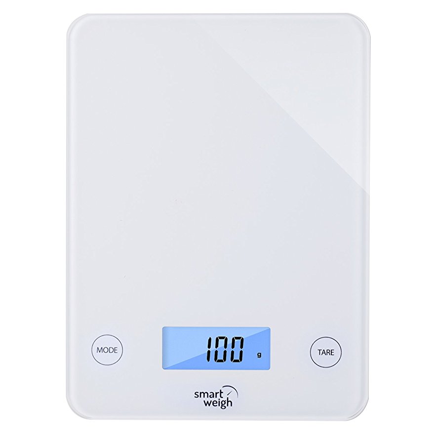 Smart Weigh Digital Glass Top Kitchen and Food Scale, 5 Weighing Modes, Liquid Measurement Technology, Professional Design, White