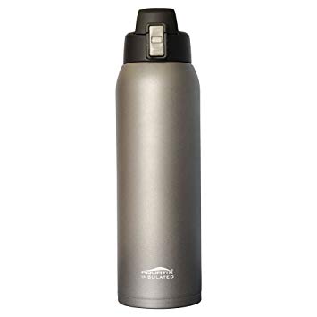 Aquatix (Gray, 32 Ounce) Pure Stainless Steel Double Wall Vacuum Insulated Sports Water Bottle with Convenient Flip Top - Keeps Drinks Cold for 24 Hours, Hot for 6 Hours