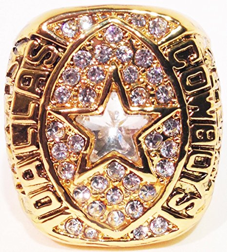 Dallas Cowboys 1992 Super Bowl Ring Replica - Troy Aikman - SB XXVII Champions Dallas Cowboys Football Memorabilia - Mens Unisex Size 11 - Shipped from USA - Great Gift Wear or Display