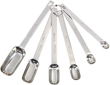 Master Class Set of 6, Heavy-Duty Stainless Steel Measuring Spoons