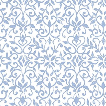 Con-Tact Brand 09F-C9A7F3-12 Antique Floral Blue 18'' x 9' Adhesive Drawer & Shelf Liner