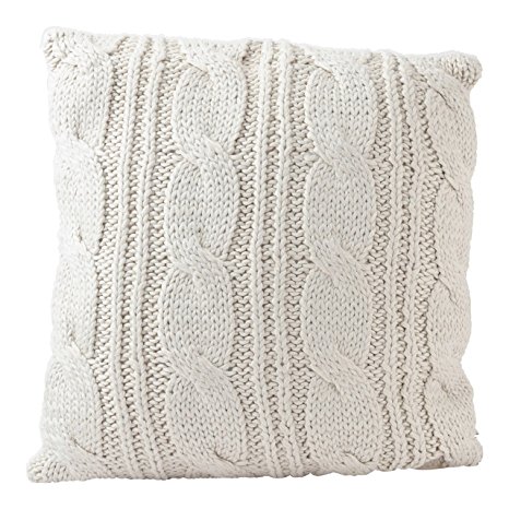 Hallmark Home Decorative Throw Pillow with Insert (18x18 inch), Holiday Ivory Sweater Knit