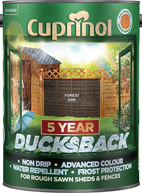 Cuprinol Ducksback 5 Year Waterproof for Sheds and Fences, 5 L - Forest Oak