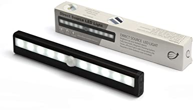 Direct Source Magnetic LED Light for Lockers, Under Cabinet, Pantry and Closet Lighting. Motion Sensor Light, Battery Operated and Wireless with Magnetic Backing. Black