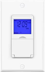 BN-LINK 7 Day Programmable Astronomical Timer Switch, Sunrise Sunset Programmable Light Switch Timer in Wall, Neutral Wire Required, Single Pole Only,White