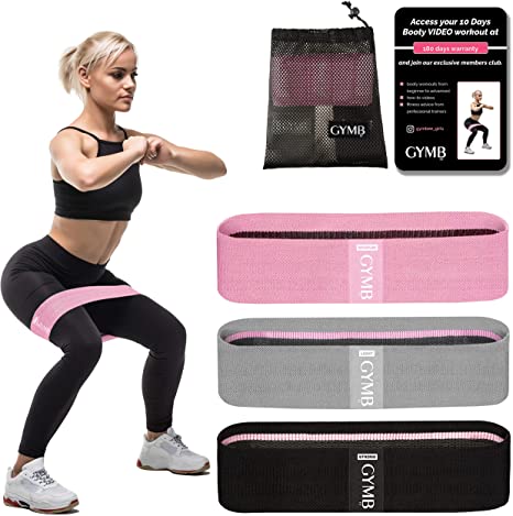 Booty 3 Resistance Bands for Legs and Butt Set, Exercise Bands Fitness Bands, Resistance Loops Hip Thigh Glute Bands Non Slip Fabric, Elastic Strength Squat Band, Workout Beginner to Professional