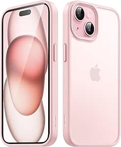 JETech Matte Case for iPhone 15 6.1-Inch, Shockproof Military Grade Drop Protection, Frosted Translucent Back Phone Cover, Anti-Fingerprint (Pink)