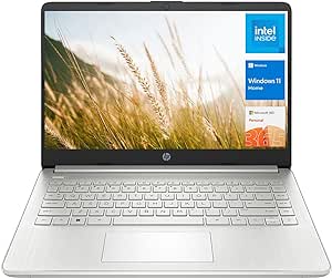 HP Portable Laptop, 14" HD Display, Intel Quad-core (4 Core) Processor, 16GB RAM, 128GB SSD, Webcam, HDMI, SD Card Reader, Wi-Fi, Windows 11 Home, Silver, 1Year Microsoft 365