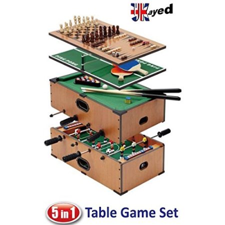 UKayed ® 5 in 1 Deluxe Games Table - Pool - Football - Tennis - Chess - Backgamman -
