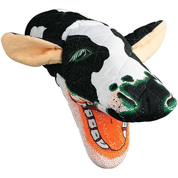 Holstein Cow Oven Mitt, Quilted Cotton, Designed for Light Duty Use, by Boston Warehouse