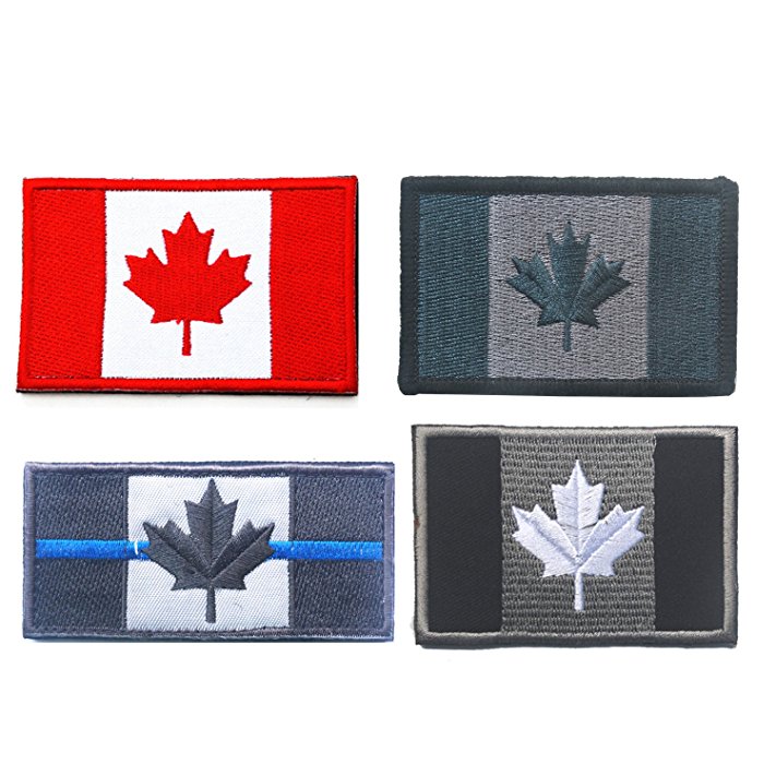 Emango 4 Pack Canadian Flag Tactical Patch Embroidered Patch Canadian Maple Leaf Iron On Sew On National Emblem