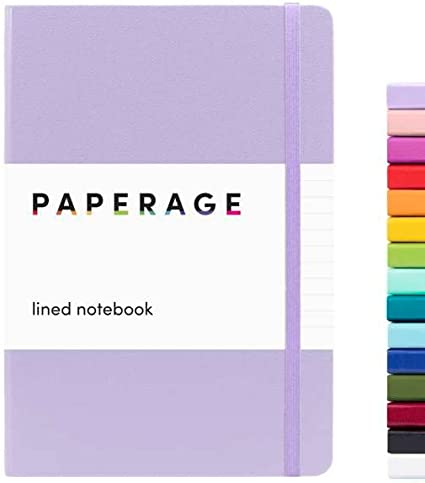 PAPERAGE Lined Journal Notebook, (Lavender), 160 Pages, Medium 5.7 inches x 8 inches - 100 gsm Thick Paper, Hardcover