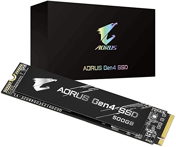 Gigabyte AORUS Nvme Gen4 M.2 500GB PCI-Express 4.0 Interface High Performance Gaming, 3D TLC NAND Flash, External DDR Cache Buffer, SSD GP-AG4500G