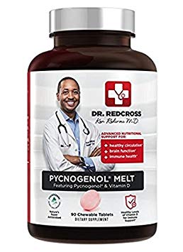 Dr. Ken Redcross, MD - Pycnogenol Melts - FIRST & ONLY Chewable Pycnogenol Wafers 90 Count - Featuring Pycnogenol & Vitamin D - Non-GMO