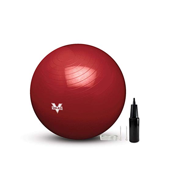 Valeo Exercise Body Ball - Professional Grade Anti-Burst Fitness, Balance Ball for Pilates, Yoga, Stability Workout & Training Physical Therapy