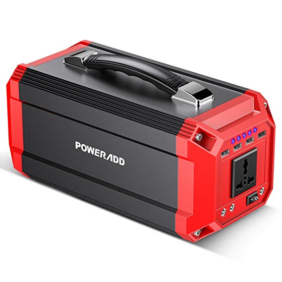 POWERADD PowerCenter II Power Station Portable Solar Generator, 270Wh Emergency Backup Lithium Battery, 300W Power Source with AC/DC/4 x USB Outputs for Outdoors Camping Travel Fishing Hunting