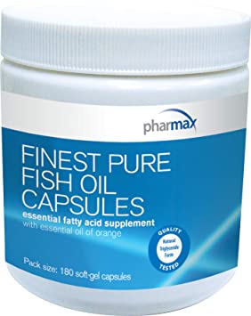 Pharmax - Finest Pure Fish Oil Capsules - Supports Cognitive Health and Brain Function - 180 Capsules