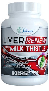 Liver Renew - Milk Thistle Liver Cleanse Antioxidant Benefits & Liver Support Supplement 30 Day Supply Veggie Capsules - Best Liver Detox!