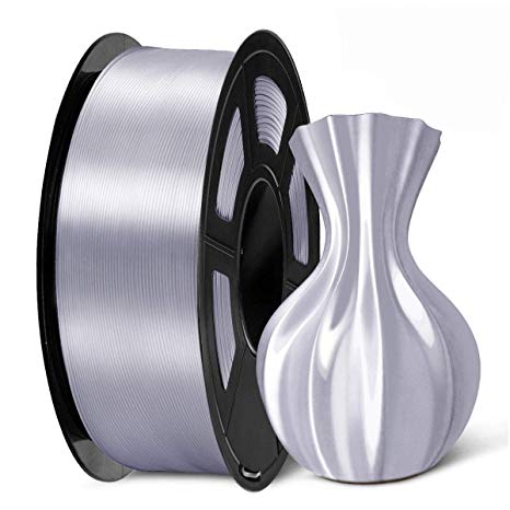 SUNLU Silk Silver PLA Filament 1.75mm 3D Printer Filament, 1KG 2.2 LBS Spool 3D Printing Material, Shiny Metallic PLA Silk Filament