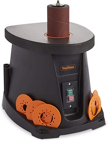 VonHaus 450W Oscillating Bobbin Spindle Sander – Woodwork/Carpentry/Sanding Machine with Cast Iron Table, Dust Extraction & Six Sanding Sleeves (13-76mm)