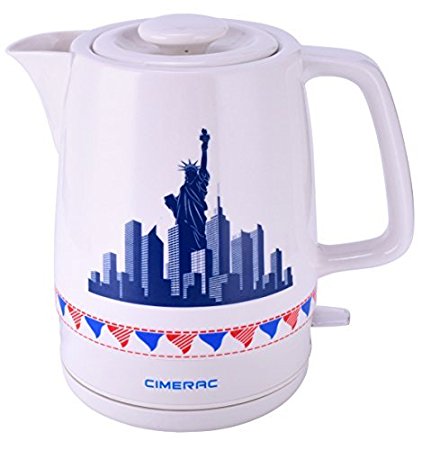 CIMERAC 1.7L Electric Ceramic Tea Coffee Water Kettle With Detachable Base And Boil Dry Protection,Statue of Liberty