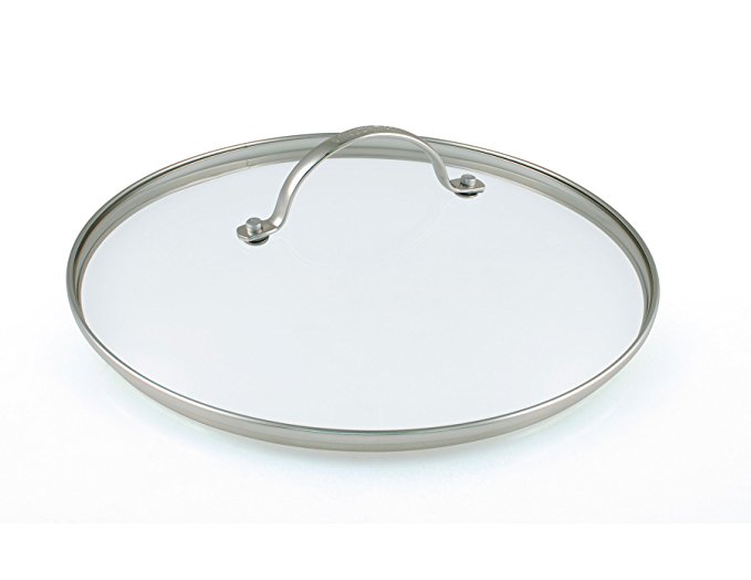 Greenpan 20 cm Tempered Glass with Stainless Steel Rim Univesal Glass Lid with Metal Handle