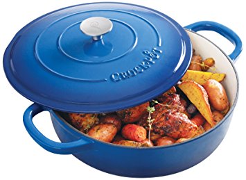 Crock Pot Artisan Enameled Cast Iron 5-Quart Braiser Pan, Sapphire Blue