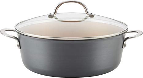 Ayesha Curry 80189 Home Collection Nonstick Stock Pot/Stockpot with Lid, 7.5 Quart, Charcoal Gray