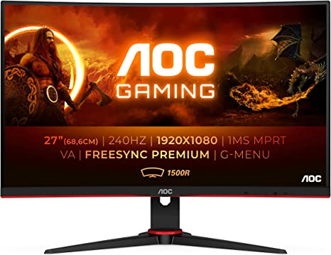 AOC Écran gaming C27G2ZE 68 cm (27 pouces) (FHD, HDMI, DisplayPort, hub USB, FreeSync, temps de réponse 0,5 ms (MPRT), 240 Hz, 1920 x 1080) noir/rouge